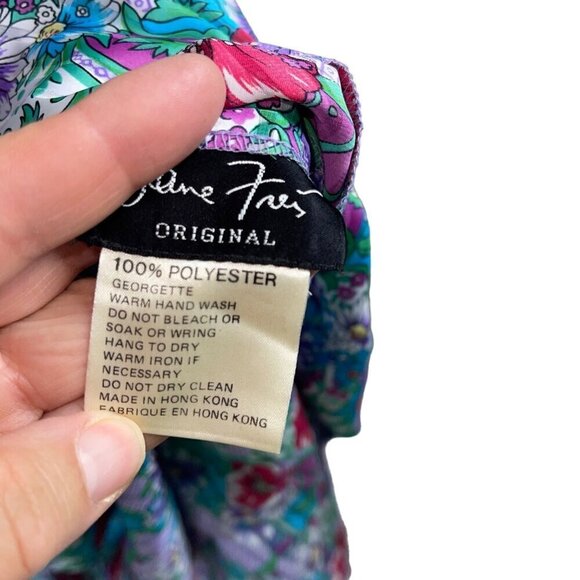 Diane Freis Vintage Womens Dress Size Medium Purple Floral Midi Elastic Waist - Picture 5 of 8